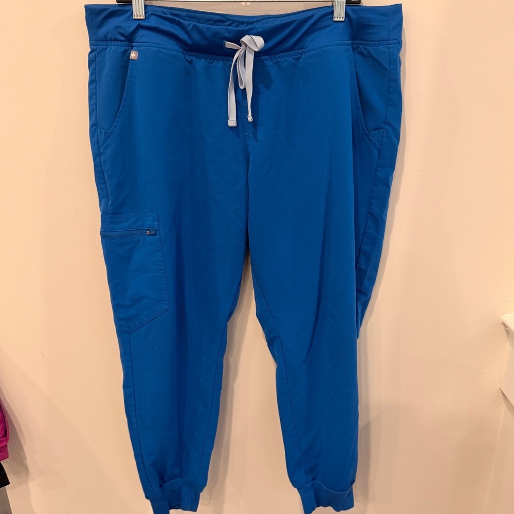 Figs Technical Collection Scrub Set Royal Blue V-Neck Top XL Jogger Pants XLP